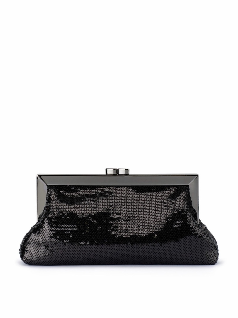 Olga Berg Black Sequin Frame Clutch